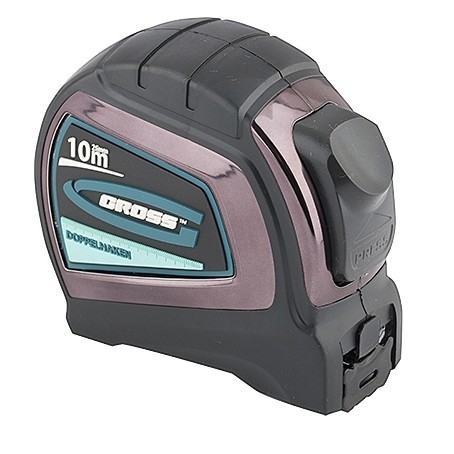 Рулетка Doppelhaken,10 м x 25 мм,двухсторонний зацеп,Нейлон,двусторонняя шкала,автоматическая фиксация Gross 31126