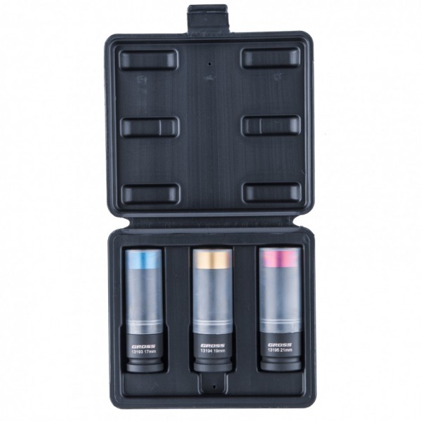 Набор головок ударных шестигранных для колесных дисков 17, 19, 21 мм, 1/2, 3 предмета Gross 13196