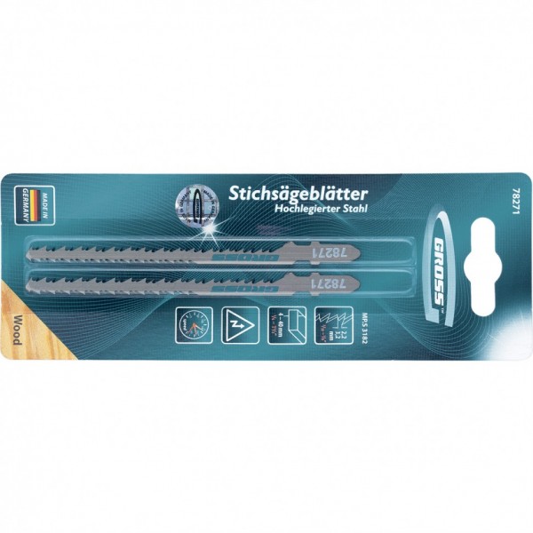 Полотна для электролобзика по дереву, 2 шт, ( 3182 ) Gross 78271