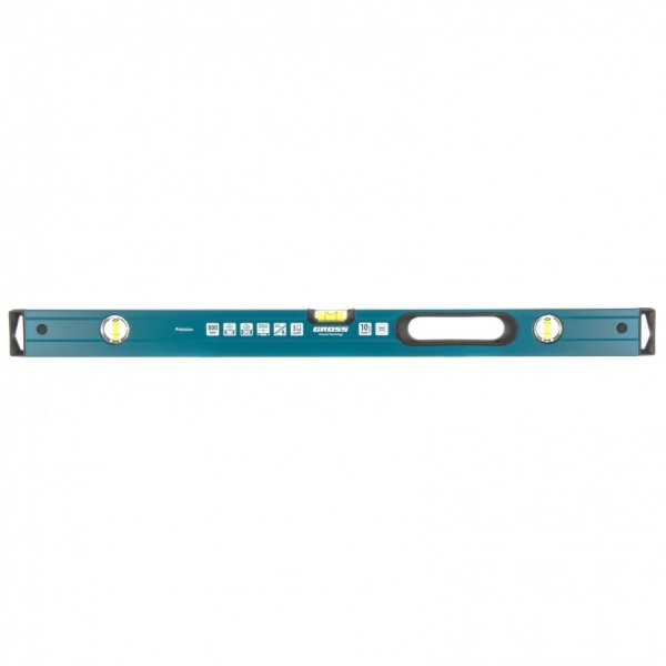 Уровень алюминиевый, 800 мм, 1 рукоятка, фрезеровка, 3 глазка, Prazision Gross 34441
