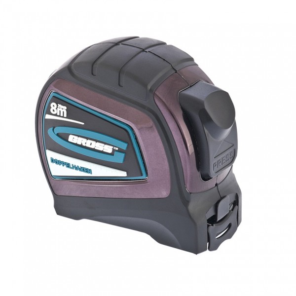 Рулетка Doppelhaken,8 м x 25 мм,двухсторонний зацеп,Нейлон,двусторонняя шкала,автоматическая фиксация Gross 31125