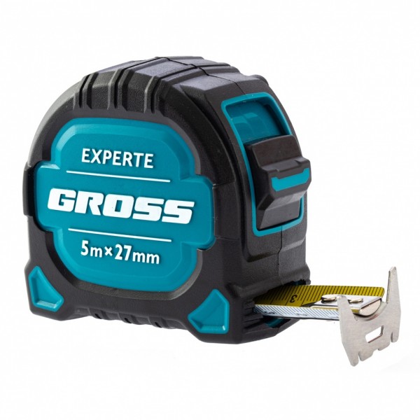 Рулетка Experte,5 м x 27 мм,двухкомпонентный корпус,магнит,двухсторонняя разметка,нейлон Gross 32575