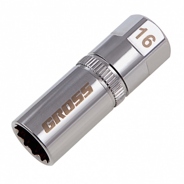 Головка торцевая свечная, магнитная, двенадцатигранная, 16 мм, под квадрат 1/2 Gross 13188