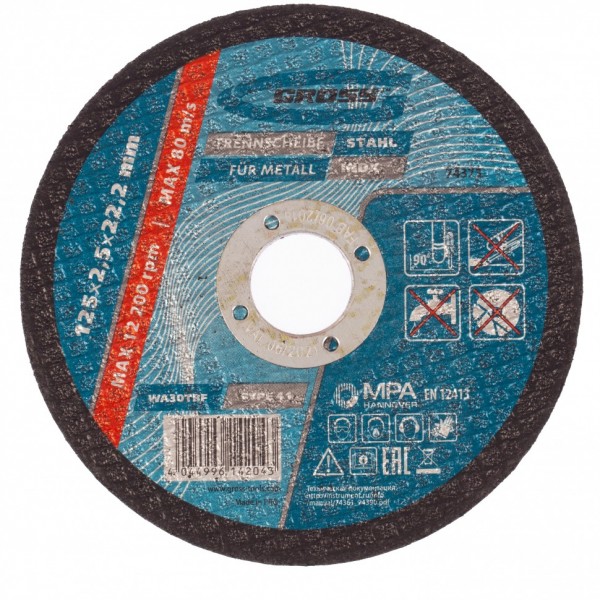 Круг отрезной по металлу, 125 х 2.5 х 22.2 мм Gross 74373
