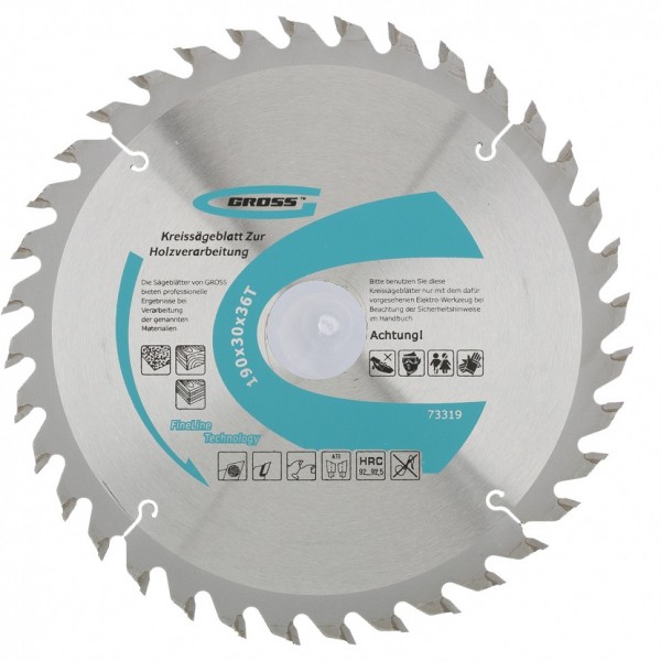 Пильный диск по дереву 190 x 30 x 36Т Gross 73319