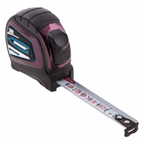 Рулетка Doppelhaken,2 м x 16 мм,односторонний зацеп,Нейлон,двусторонняя шкала,автоматическая фиксация Gross 31121