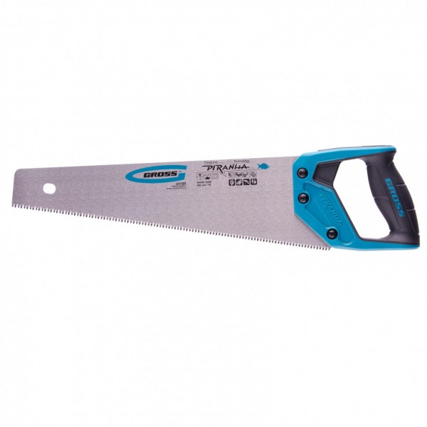Ножовка по дереву Piranha, 400 мм, 7-8 TPI, зуб-3D, каленый зуб, двухкомпонентная рукоятка Gross 24109