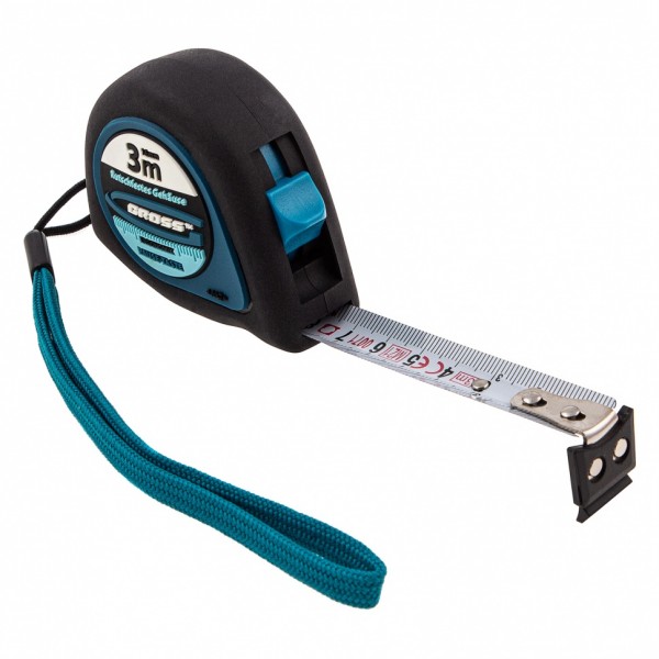 Рулетка Ergonomisch,3 м x 16 мм,магнитный обрезиненный зацеп Gross 31101