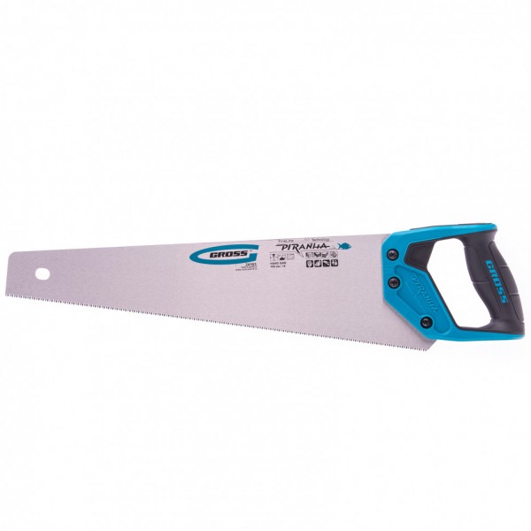 Ножовка по дереву Piranha, 450 мм, 11-12 TPI, зуб-3D, каленый зуб, двухкомпонентная рукоятка Gross 24103