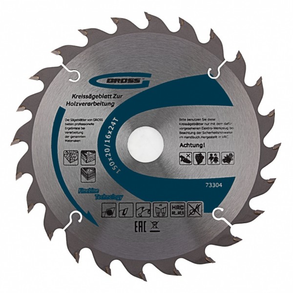 Пильный диск по дереву 150 x 20/16 x 24Т Gross 73304