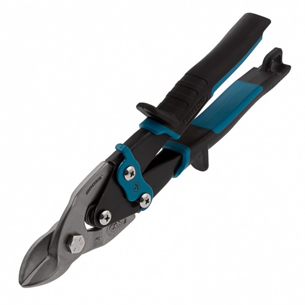 Ножницы по металлу Piranha, 230 мм, прямой усиленный рез (Bulldog), сталь СrMo, двухкомпонентная рукоятка-ки Gross 78327