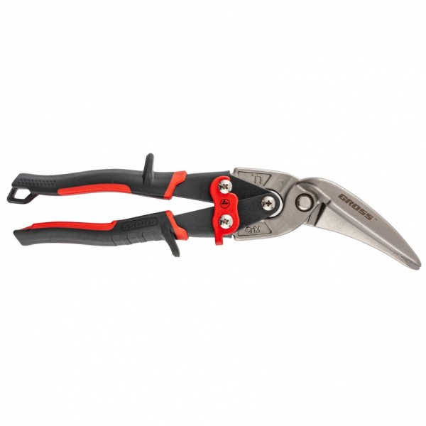 Ножницы по металлу Piranha, 270 мм, прямой и левый проходной рез, сталь СrMo, двухкомпонентные рукоятки Gross 78331