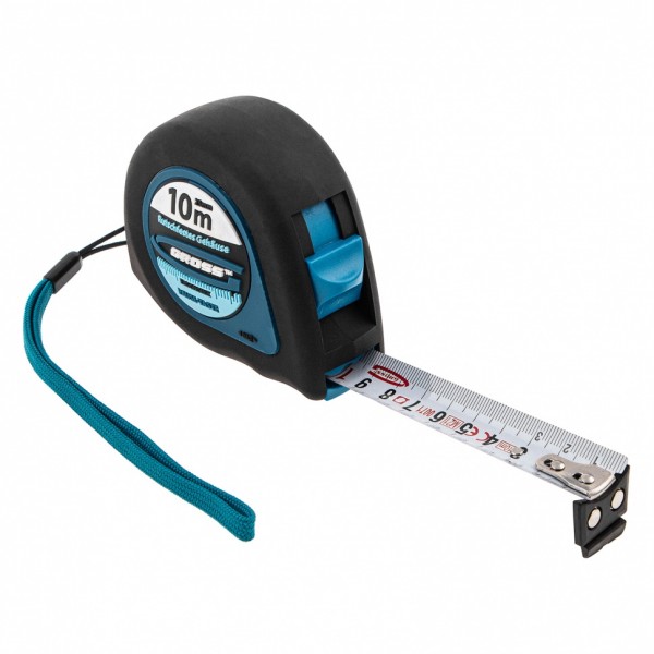 Рулетка Ergonomisch,10 м x 25 мм,магнитный обрезиненный зацеп Gross 31105