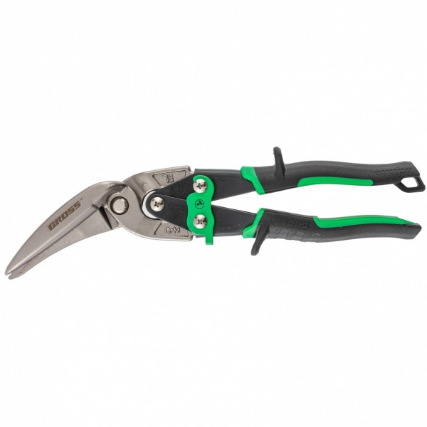 Ножницы по металлу Piranha, 270 мм, прямой и правый проходной рез, сталь СrMo, двухкомпонентные рукоятки Gross 78333