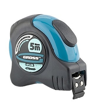Рулетка Schlagfest,5 м x 19 мм,магнитный обрезиненный зацеп,двусторонняя шкала,Нейлоновое покрытие,автоматическая фиксация Gross 31112