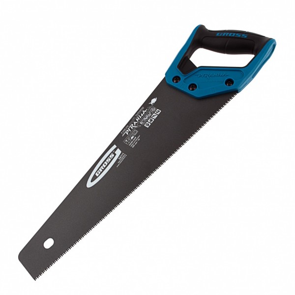 Ножовка по дереву Piranha, 400 мм, 11-12 TPI, зуб-3D, каленый зуб, тефлоновое покрытие полотна, двухкомпонентная рукоятка Gross 24111