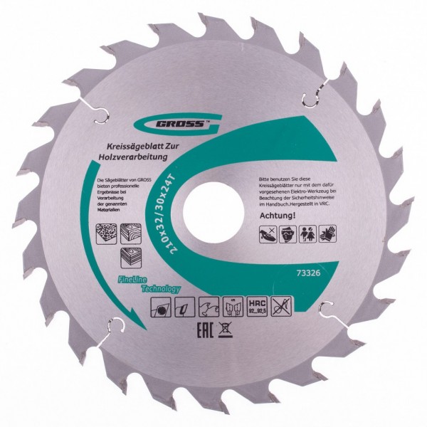 Пильный диск по дереву 210 x 32/30 x 24Т Gross 73326