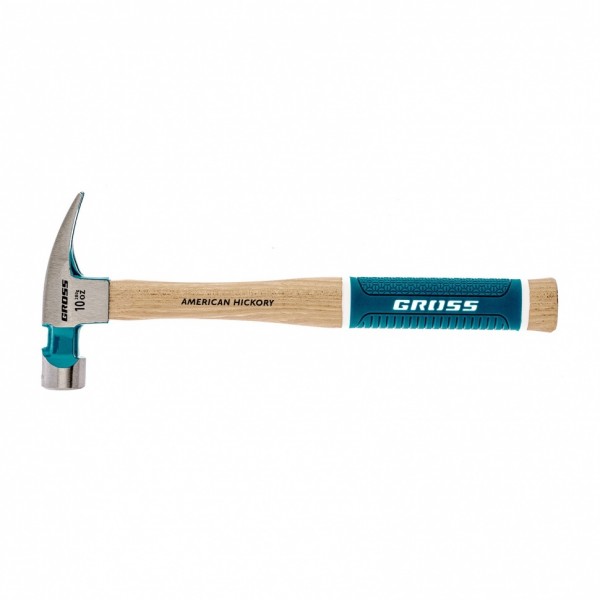 Молоток-гвоздодер, 280 г, угол 75, магнит, обрезиненная рукоятка American hickory GROSS 10417