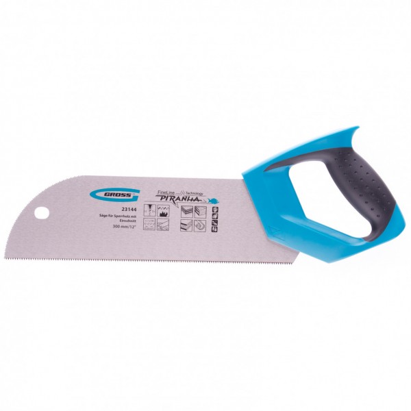 Пила для фанеры с запилом Piranha, 300 мм/12, 11-12 TPI, каленый зуб 3D, двухкомпонентная рукоятка Gross 23144